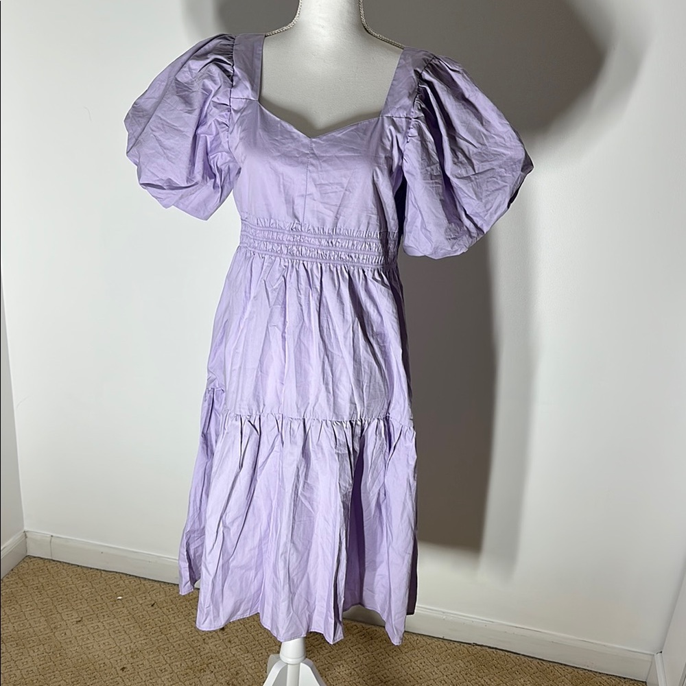 Elegant Lavender Puff Sleeve Dress